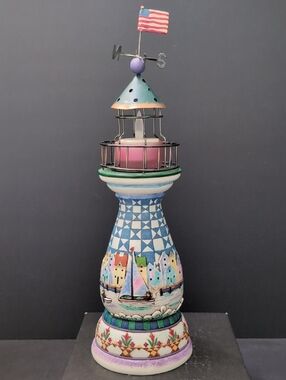 Jim Shore Shorelights Light House,A Beacon To Light The Way,Flower Basket & Star